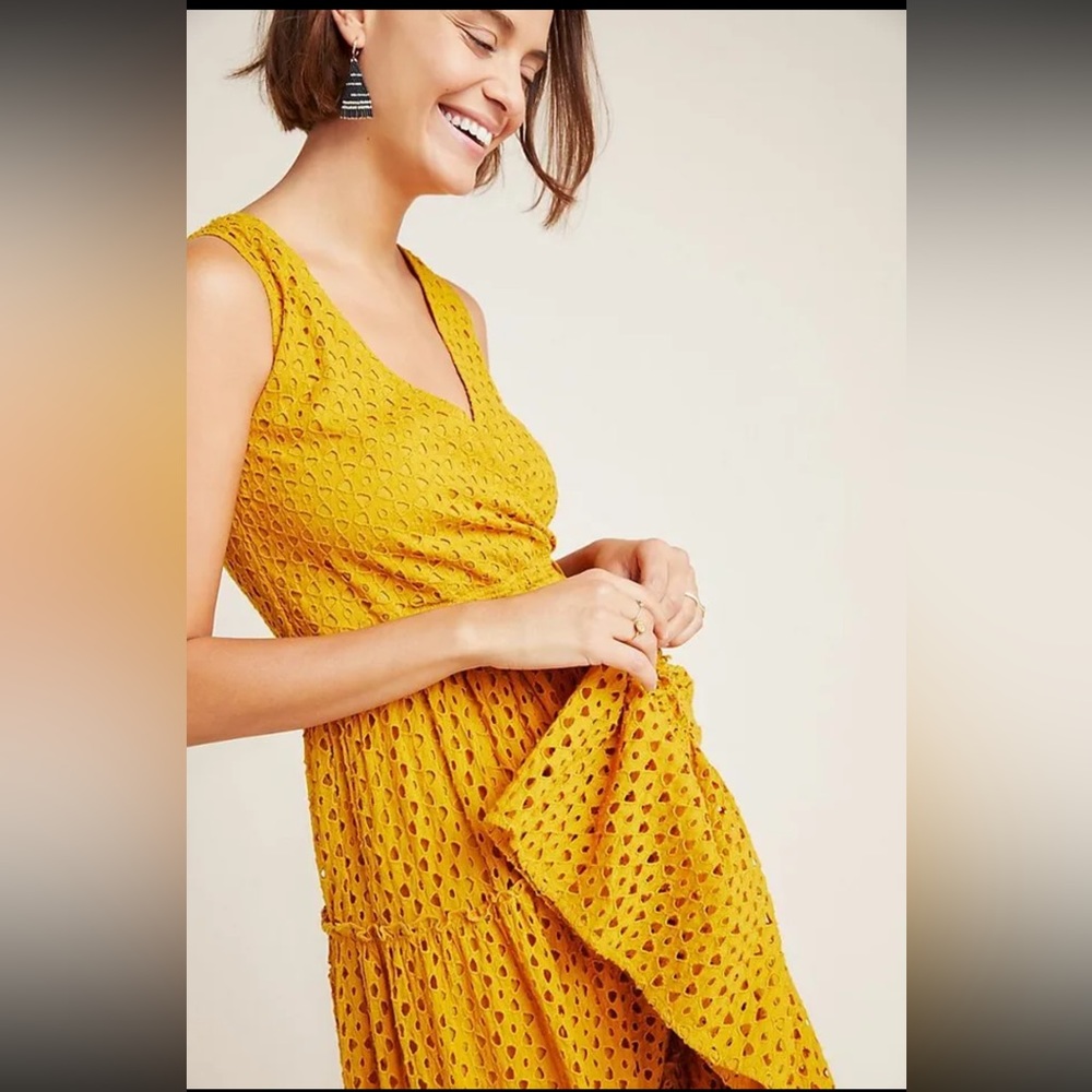 Frye x Anthropologie Nuri Eyelet Wrap Midi Dress Size XS NWOT